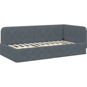 vidaXL Cadre de lit d'angle Gris foncé 90 x 190 cm Velours pas cher