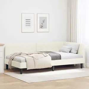 vidaXL Cadre de lit d'angle Crème 100 x 200 cm Velours pas cher