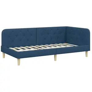 vidaXL Cadre de lit d'angle avec tête de lit Bleu 90 x 190 cm tissu pas cher