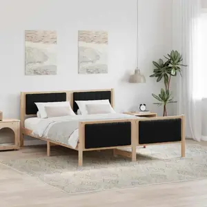 vidaXL Cadre de lit Marron et noir 150 x 200 cm Bois massif en pin pas cher