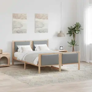 vidaXL Cadre de lit avec tête de lit Gris clair 150 x 200 cm tissu pas cher