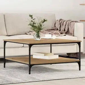 vidaXL Table basse chêne artisanal 80 x 80 x 40 cm Bois d'ingénierie pas cher