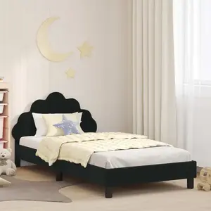 vidaXL Cadre de lit pour enfants avec tête de lit Noir 90 x 200 cm pas cher