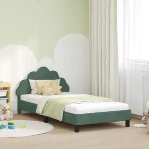 vidaXL Cadre de lit pour enfants avec tête de lit Vert Mer 90 x 190 cm pas cher