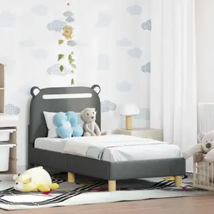 vidaXL vidaXL Cadre de lit pour tout-petit avec tête de lit Gris foncé pas cher