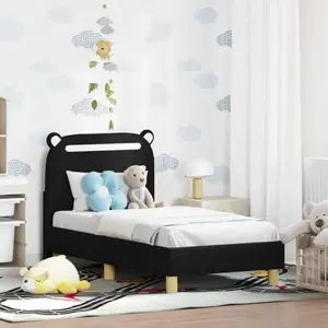 vidaXL Sommier de lit d'enfant avec tête de lit noir 70 x 140 cm Tissu pas cher