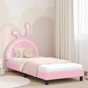 vidaXL Cadre de lit pour enfants avec tête de lit Rose 90 x 200 cm PU pas cher