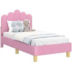 vidaXL vidaXL Cadre de lit pour tout-petit avec tête de lit Rose 70 x 140 cm pas cher