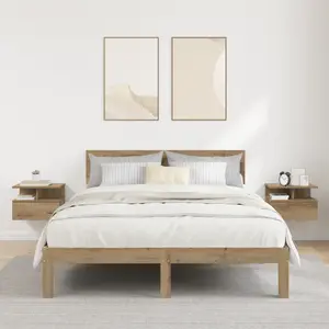 vidaXL Table de nuit flottante 2 pcs Chêne artisanal 40 x 31 x 28 cm pas cher