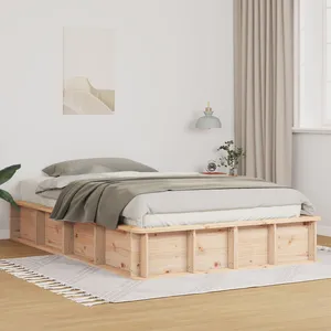 vidaXL Cadre de lit Marron 140 x 190 cm Bois massif en pin pas cher