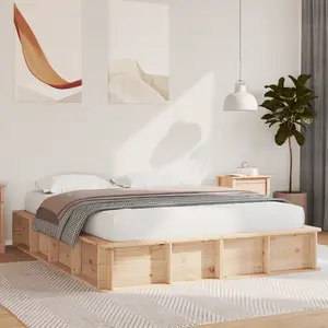 Vidaxl - Cadre De Lit Pin Massif 210 X 168 X 30 Cm Pin Massif pas cher
