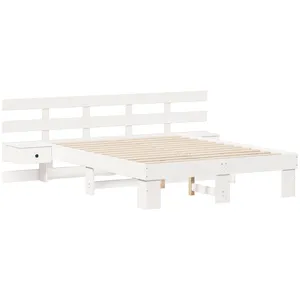 vidaXL Cadre de lit avec tiroir Blanc 140 x 190 cm pas cher