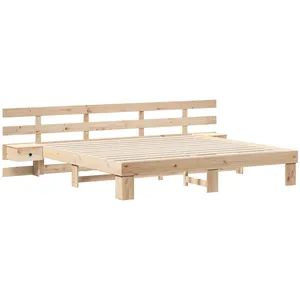 vidaXL Cadre de lit avec tiroir Marron 180 x 200 cm Bois massif pas cher