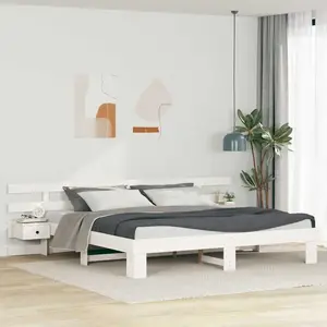 vidaXL Cadre de lit avec tiroir Blanc 180 x 200 cm bois pas cher
