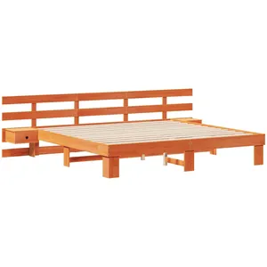vidaXL Cadre de lit avec tiroir Marron 180 x 200 cm Bois massif pas cher
