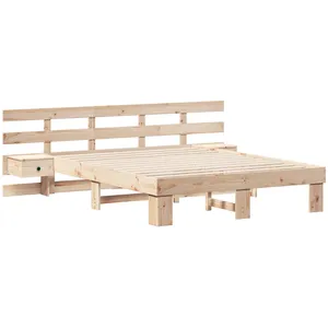 vidaXL Cadre de lit avec tiroir Marron 160 x 200 cm Bois massif en pin pas cher