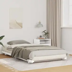 vidaXL Cadre de lit surélevé Blanc 90 x 200 cm Bois massif en pin pas cher