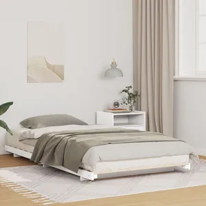 vidaXL Cadre de lit surélevé Blanc 100 x 200 cm Bois massif en pin pas cher
