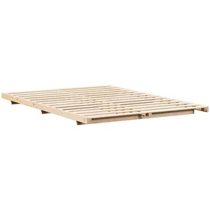 vidaXL Cadre de lit surélevé Marron 140 x 220 cm Bois massif en pin pas cher