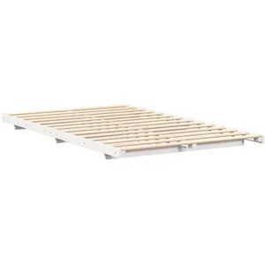vidaXL Cadre de lit surélevé Blanc 135 x 190 cm Bois massif en pin pas cher