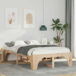 Vidaxl - Cadre De Lit Surélevé Avec Stockage Marron Bois Massif En Pin pas cher