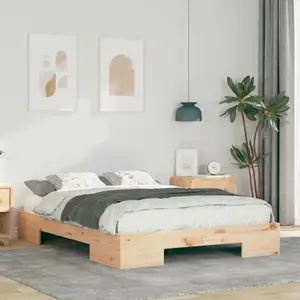 Vidaxl - Cadre De Lit Surélevé Avec Stockage Marron Bois Massif En Pin pas cher