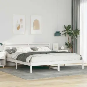 vidaXL Cadre de lit Blanc 180 x 200 cm Bois massif en pin pas cher