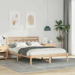 vidaXL Cadre de lit Marron 140 x 190 cm Bois massif en pin pas cher