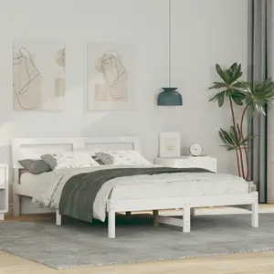 vidaXL Vidaxl Cadre De Lit Blanc 120 X 190 Cm Bois De Pin Massif pas cher