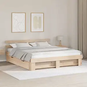 vidaXL Cadre de lit avec tiroir Marron 180 x 200 cm Bois de pin massif pas cher