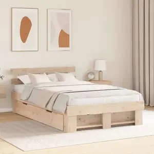 vidaXL Cadre de lit avec tiroirs 140x190 cm en pin massif pas cher