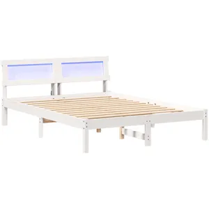 vidaXL Cadre de lit Blanc 140 x 190 cm Bois de pin massif pas cher