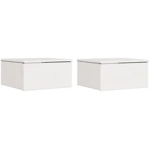 vidaXL Table de Nuit Murale avec tiroir 2 pcs Blanc 37 x 35 x 18,5 cm pas cher