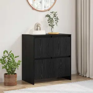 vidaXL Buffet avec porte Chêne noir 70 x 41 x 75 cm Bois d'ingénierie pas cher