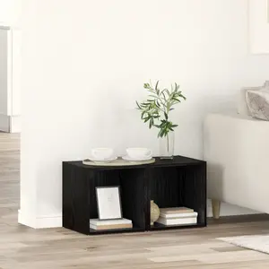 vidaXL Meuble TV 2 pcs Noir 37 x 35 x 37 cm Bois d'ingénierie pas cher