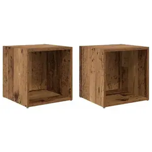 vidaXL Meuble TV 2 pcs Marron 37 x 35 x 37 cm Bois d'ingénierie pas cher