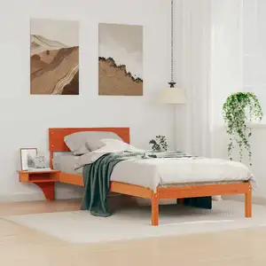 vidaXL Cadre de lit avec tables de chevet Marron cire 80 x 200 cm pas cher