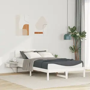 vidaXL Cadre de lit avec tables de chevet Blanc 120 x 190 cm pas cher