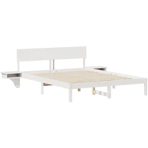 vidaXL Cadre de lit avec tables de chevet Blanc 150 x 200 cm pas cher