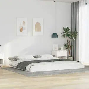vidaXL Cadre de lit Blanc 180 x 220 cm Bois massif en pin pas cher