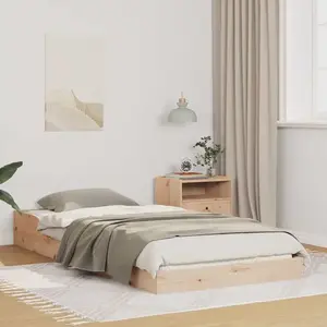 vidaXL Cadre de lit Marron 90 x 220 cm Bois massif en pin pas cher