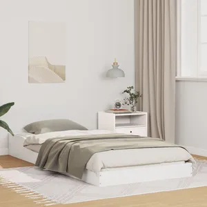vidaXL Cadre de lit Blanc 90 x 220 cm Bois massif en pin pas cher