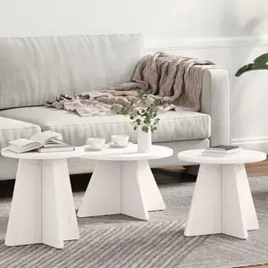 vidaXL Ensemble de tables basses 3 pcs Blanc 49 x 49 x 30 cm pas cher