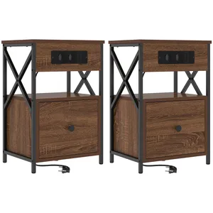 vidaXL Armoires de chevet 2 pcs Chêne marron 40 x 31 x 60 cm pas cher