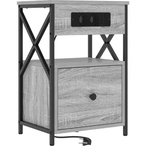 vidaXL Cabinet de chevet Sonoma gris 40 x 31 x 60 cm Bois d'ingénierie pas cher