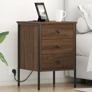 vidaXL Cabinet de chevet avec tiroir Chêne marron 42 x 41 x 61 cm pas cher
