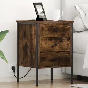 vidaXL Armoires de chevet avec tiroir 2 pcs Chêne fumé 42 x 41 x 61 cm pas cher
