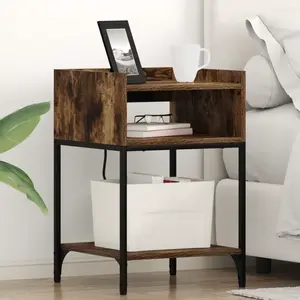vidaXL Cabinet de chevet Chêne fumé 40 x 40 x 61 cm Bois d'ingénierie pas cher