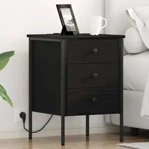 vidaXL Cabinet de chevet Chêne noir 42 x 41 x 61 cm Bois d'ingénierie pas cher