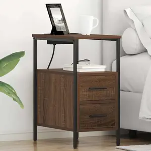 vidaXL Cabinet de chevet avec tiroir Chêne marron 30 x 48 x 61 cm pas cher